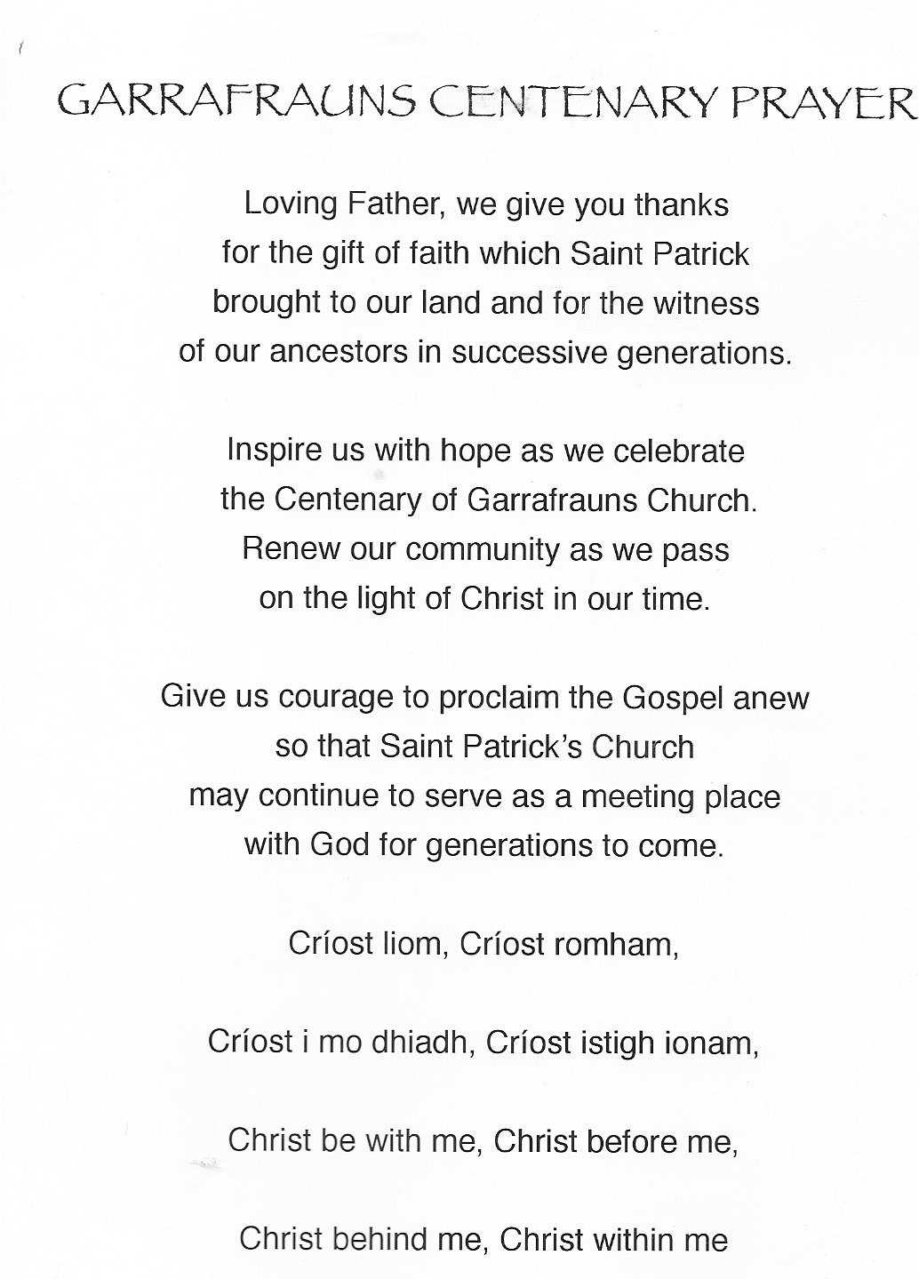 Centenary Prayer